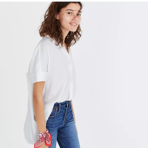 Madewell Courier Button-Back Shirt in Pure‎ White - Picture 1 of 8